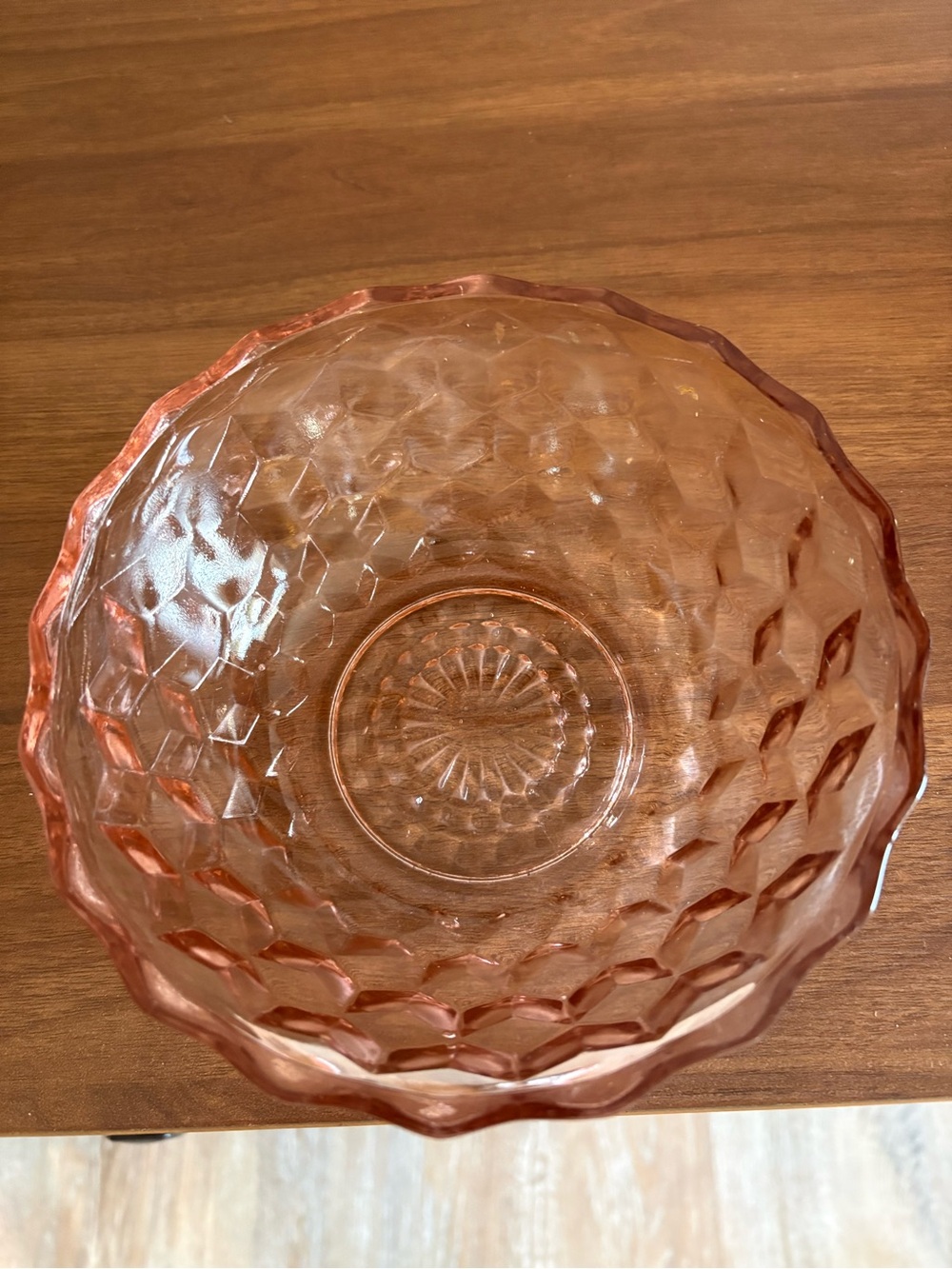 Vintage Depression Glass Bowl - Elegant Cube Design